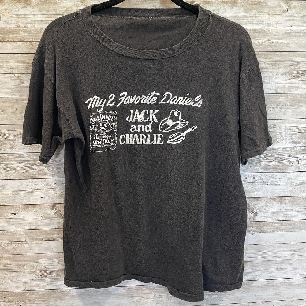 Vintage Jack Daniels Mens M T-Shirt Single Stitch Charlie Daniels Jack & Charlie